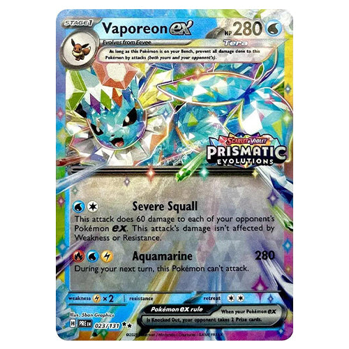 Vaporeon EX - Prismatic Evolutions Stamped Sealed (Foil)